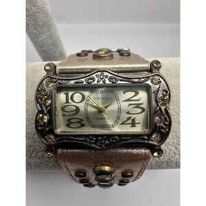 Vernier‎ Ladies Watch New Battery 40MM 7.75" Leather Band Rhinestones E42